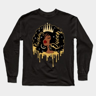 Birthday Queen Afro Hair African American Black Long Sleeve T-Shirt